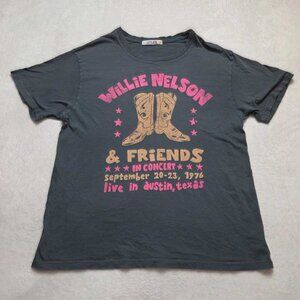 L Anthropologie x Letluv Willie Nelson & Friends BF concert tee